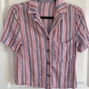 Boho Cropped Button-Up Blouse